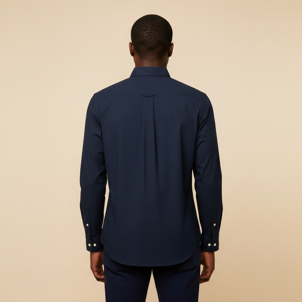 Dark Navy Long Sleeve Shirt - Back Model View