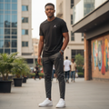 Flight Club Crew Neck Tee Black – Model Shot