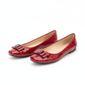 Layinka Store Red Croc Patent Square-Buckle Ballet Flats – Catalog Shot