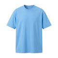 Sky-blue crew-neck T-shirt ghost mannequin on white