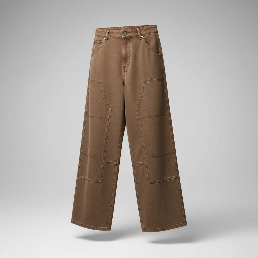 Ghost mannequin brown washed patchwork wide-leg jeans