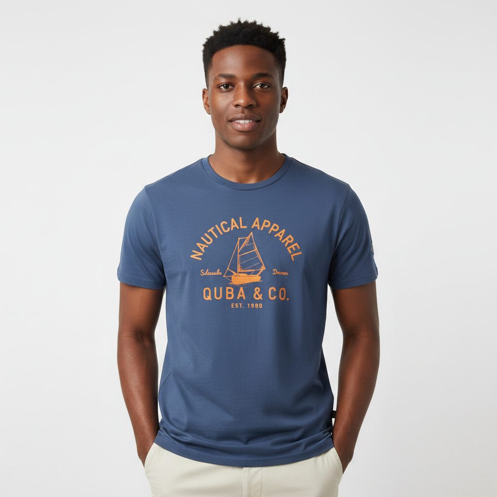 Nautical Sailboat Graphic Tee - Model Front View