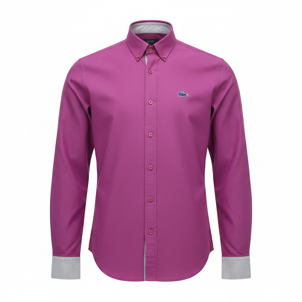 Magenta pink plain long-sleeved shirt ghost mannequin front view