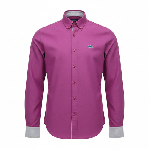 Magenta pink plain long-sleeved shirt ghost mannequin front view