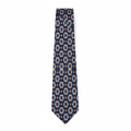 Men's navy blue geometric mosaic diamond woven necktie ghost mannequin white background