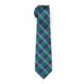 Men's teal green and navy blue diagonal stripe necktie flat lay