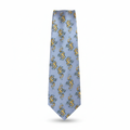 Men's powder blue golden dragon print woven necktie ghost mannequin white background