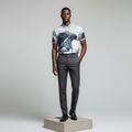Scenic Landscape Print Polo Shirt - Model Front