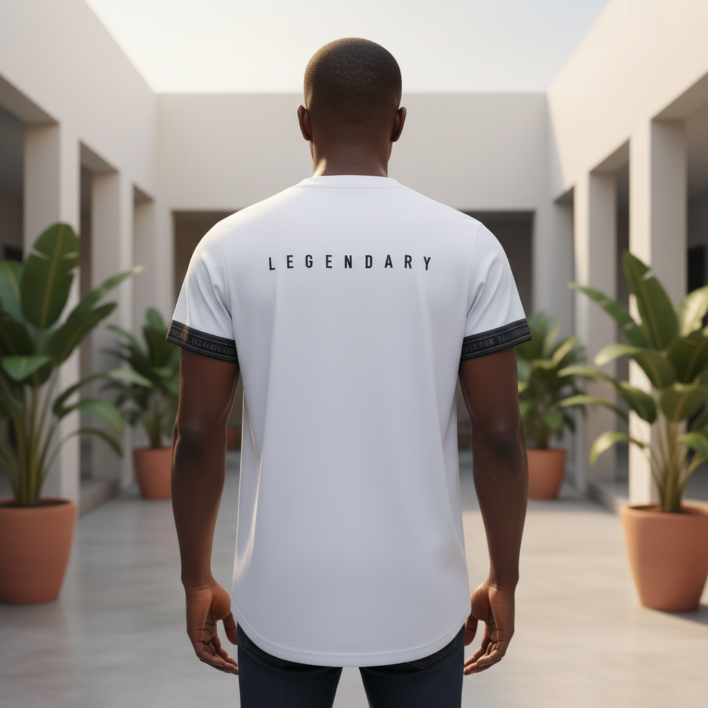Legendary Panel Tee – Nigerian Male Model Back View