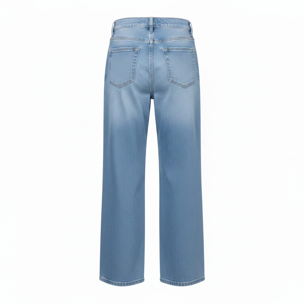 Ice Blue High-Waist Wide-Leg Jeans – Ghost Mannequin Back