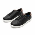 Men's black casual low-top sneakers ghost mannequin front view