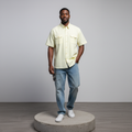 Yellow Pinstripe Short-Sleeved Shirt - Model Shot