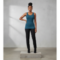 Teal Ribbed Scoop-Neck Sleeveless Top - Model Front