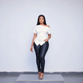 Women's Off-Shoulder Asymmetric Hem Ruched Top - Nigerian Female Model