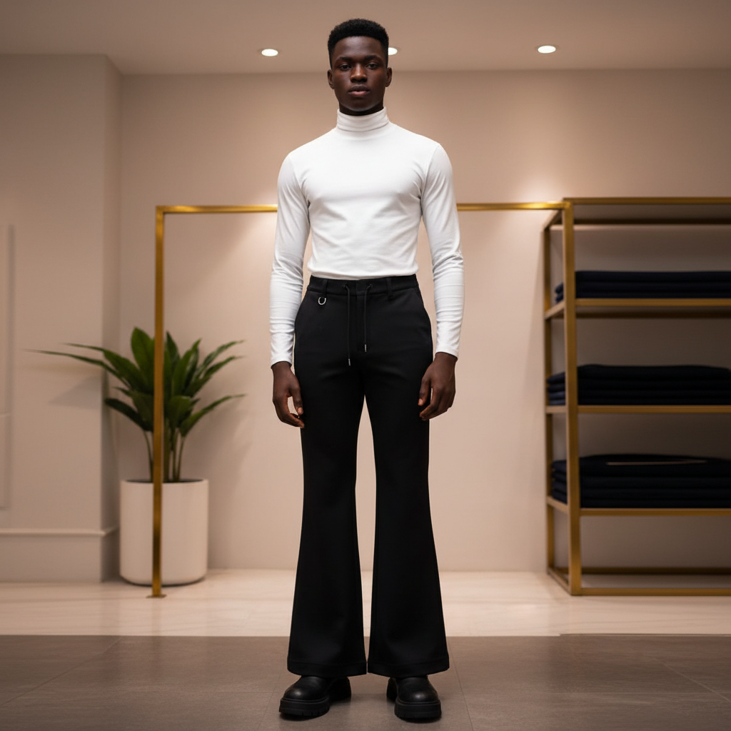 Chukmore Black Flared Palazzo Trousers - Model Shot