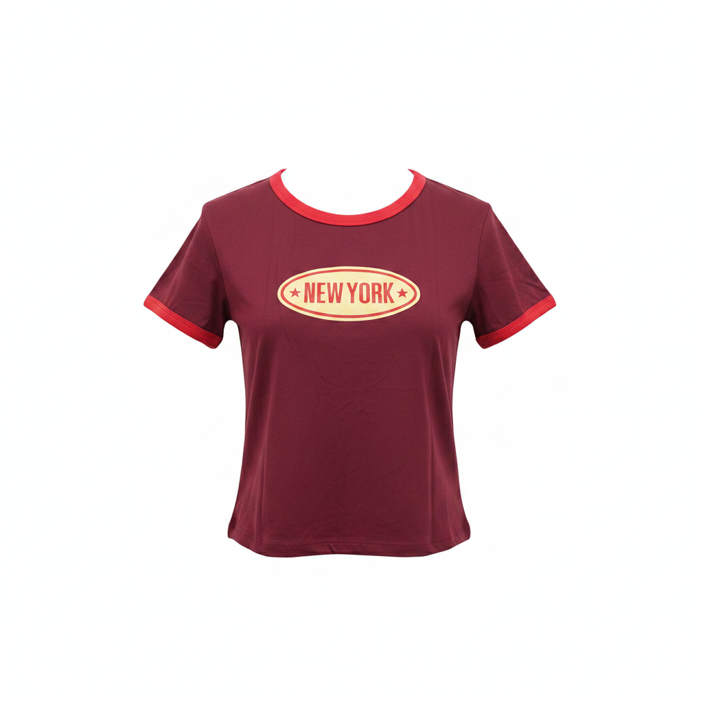 Patpron Burgundy New York Retro Ringer Crop Tee – Ghost Mannequin