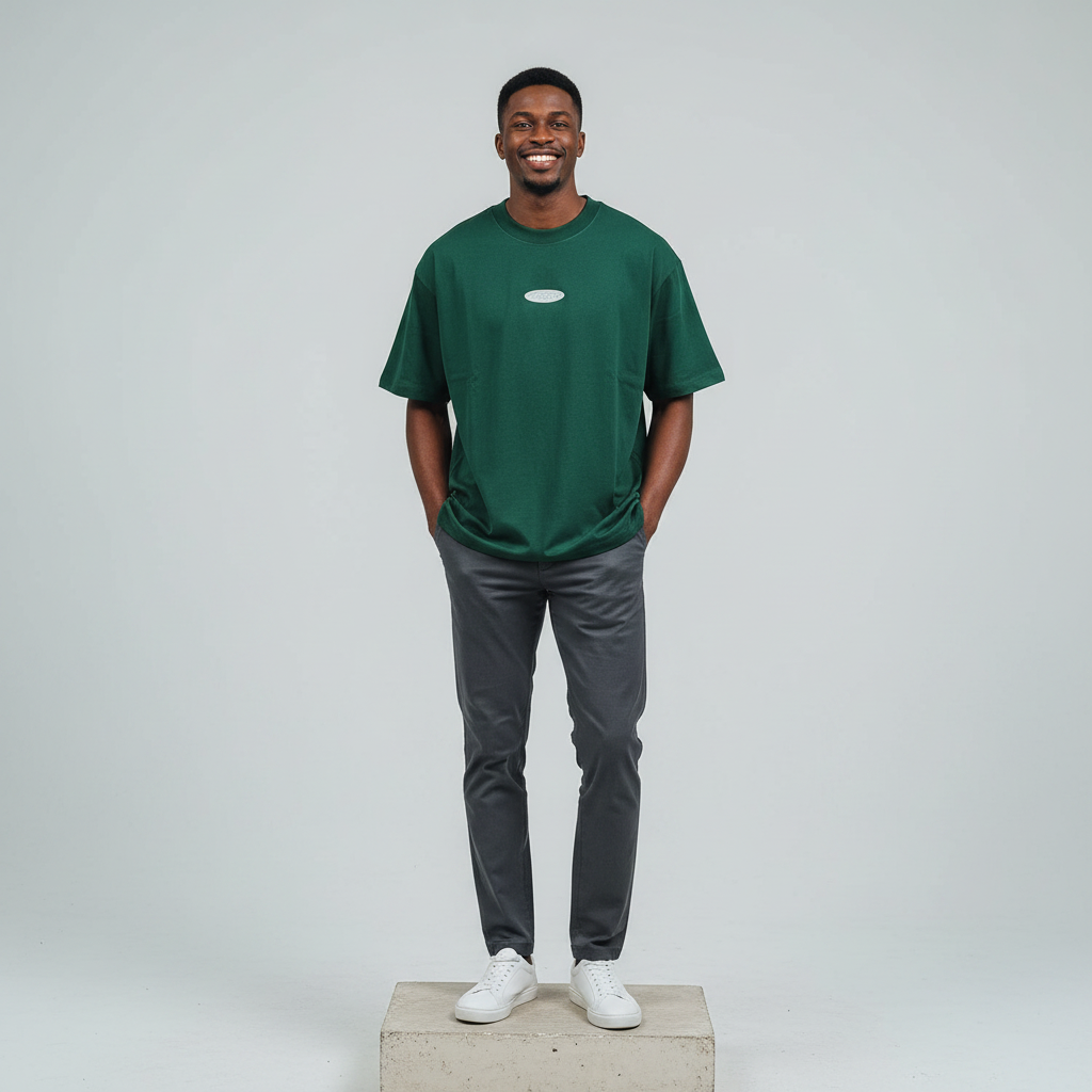 Forest Green Oversized T-Shirt - Model Front