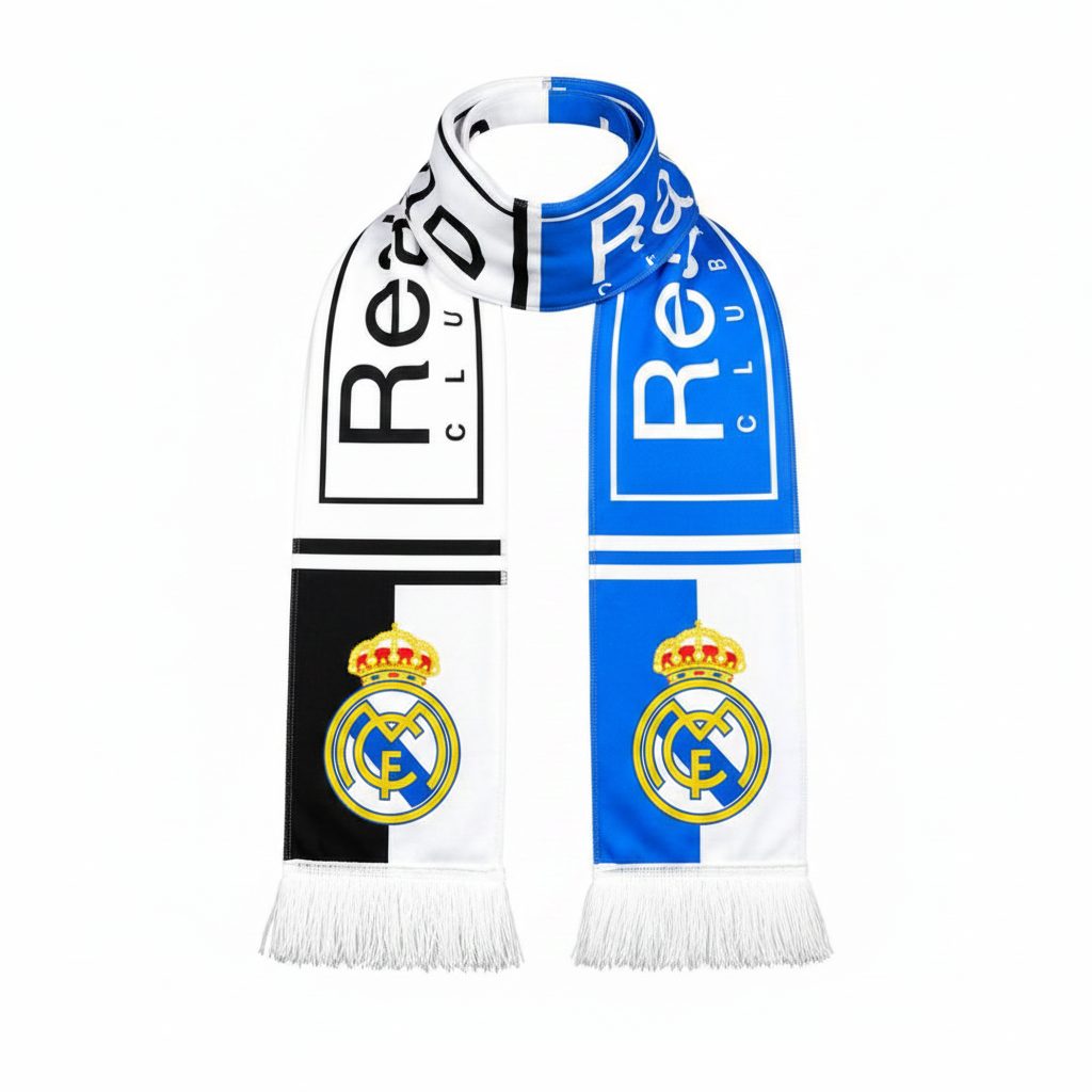 Reversible football fan scarf ghost mannequin both sides visible