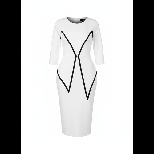 Monochrome Lines Midi Dress – Ghost Mannequin