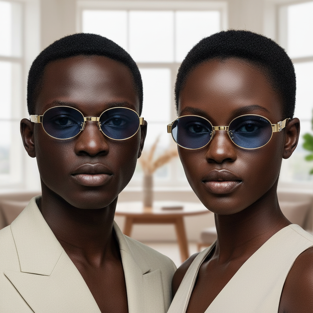 Oval Metal Frame Sunglasses – Unisex Model Shot