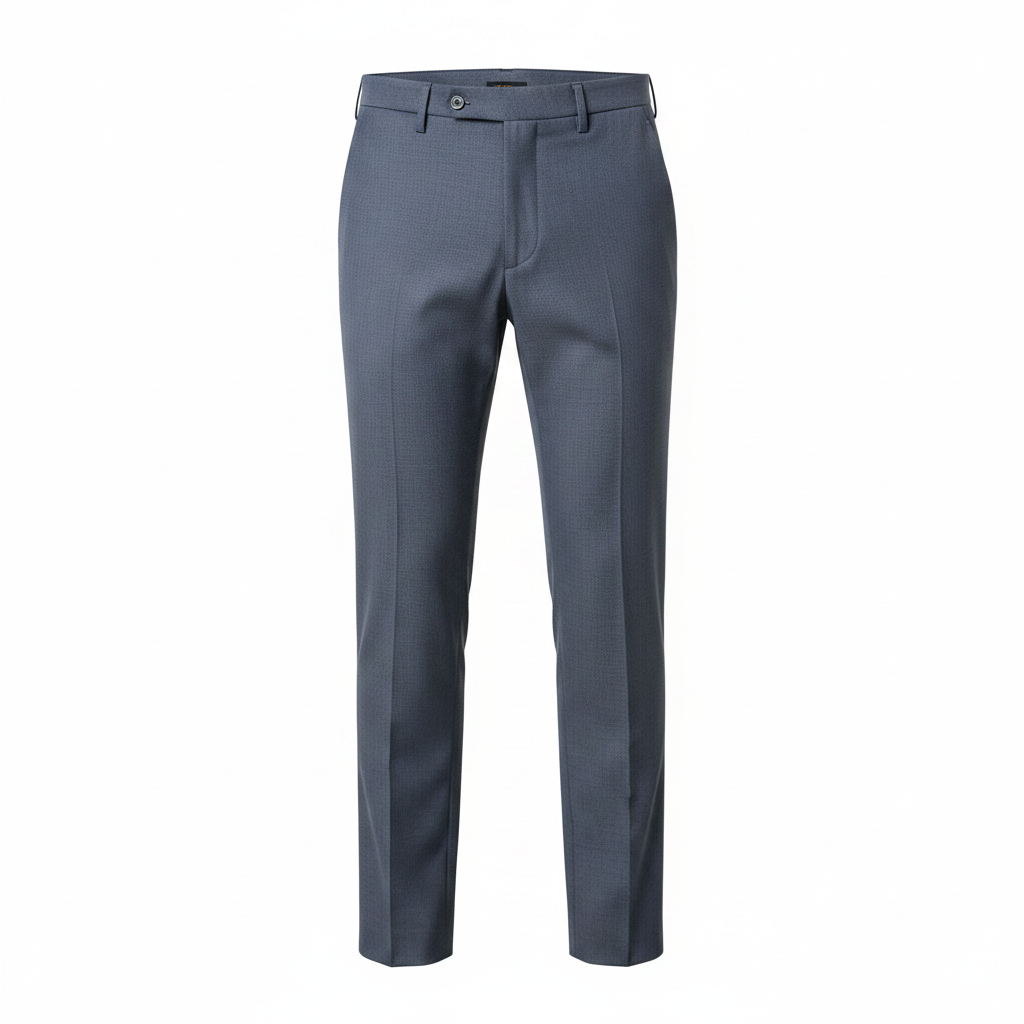 Ghost mannequin view of Unisex Slate Blue Straight-Leg Smart Trousers