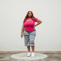 Women's Hot Pink Keyhole Cut-Out Fitted Top - Nigerian Female Model