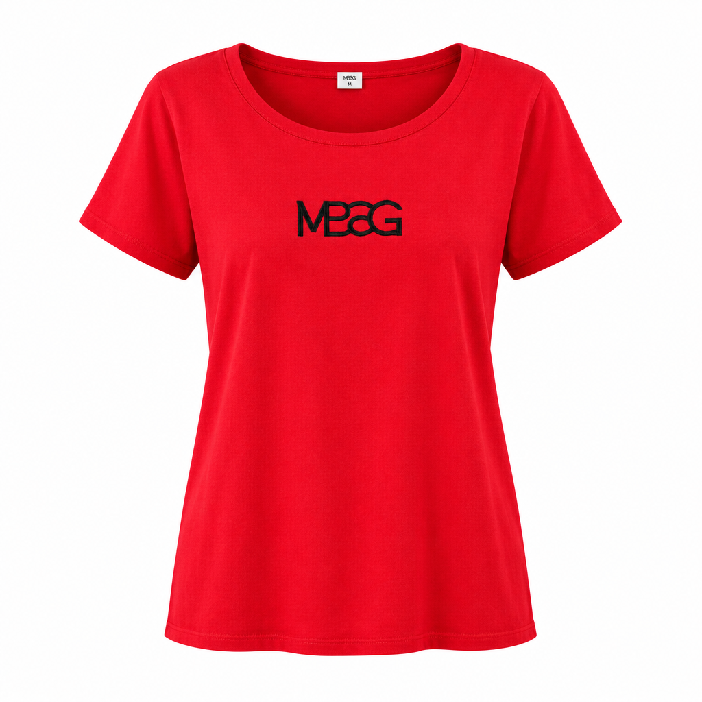 Red MBAG Logo Short-Sleeve Top – Ghost Mannequin