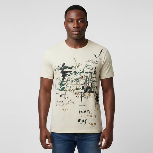 Abstract Script Graphic Tee - Model Front View