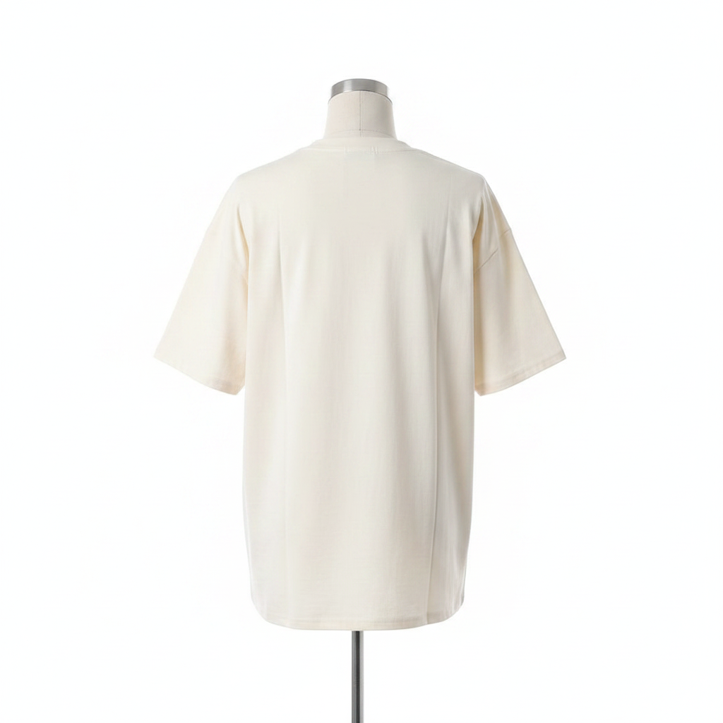 White Abstract Brush Stroke Graphic Short-Sleeved Shirt - Ghost Mannequin Back