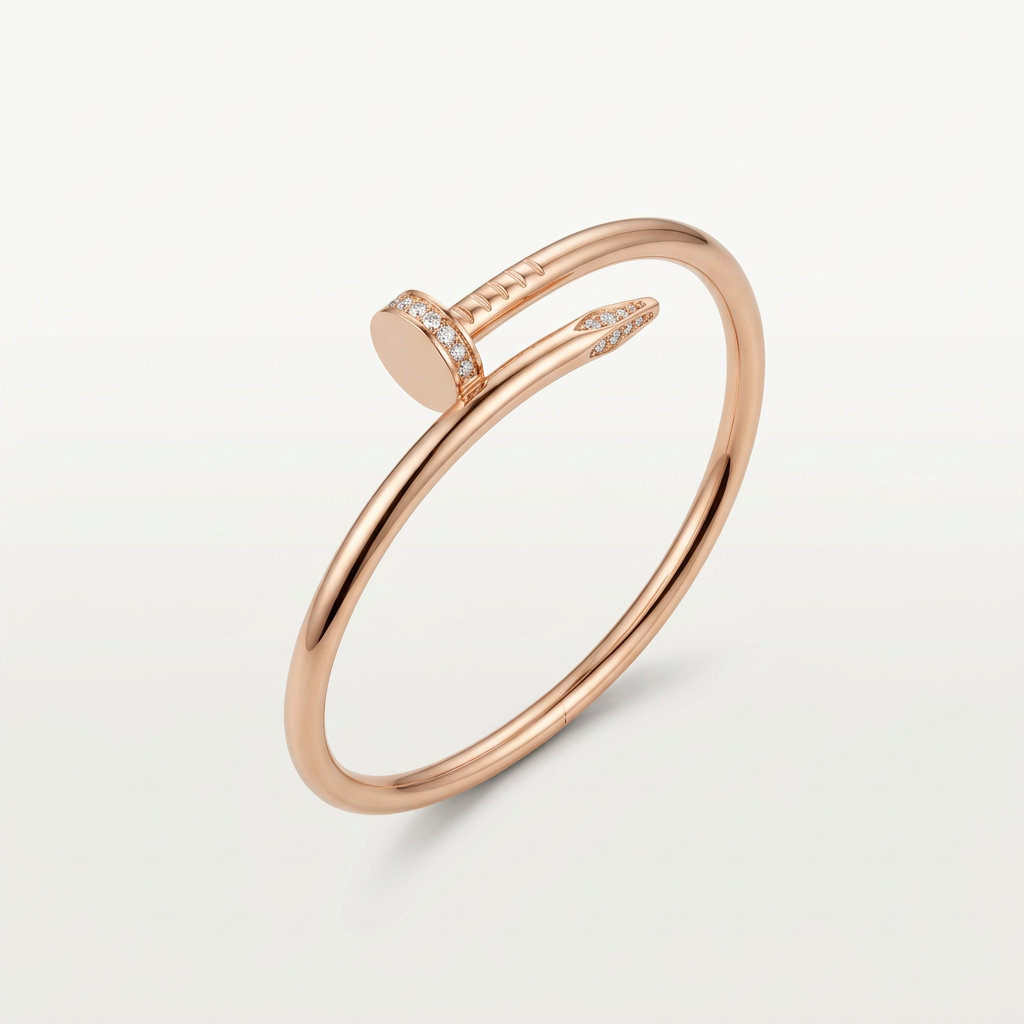 Rose-colour stone-accent nail bracelet on white