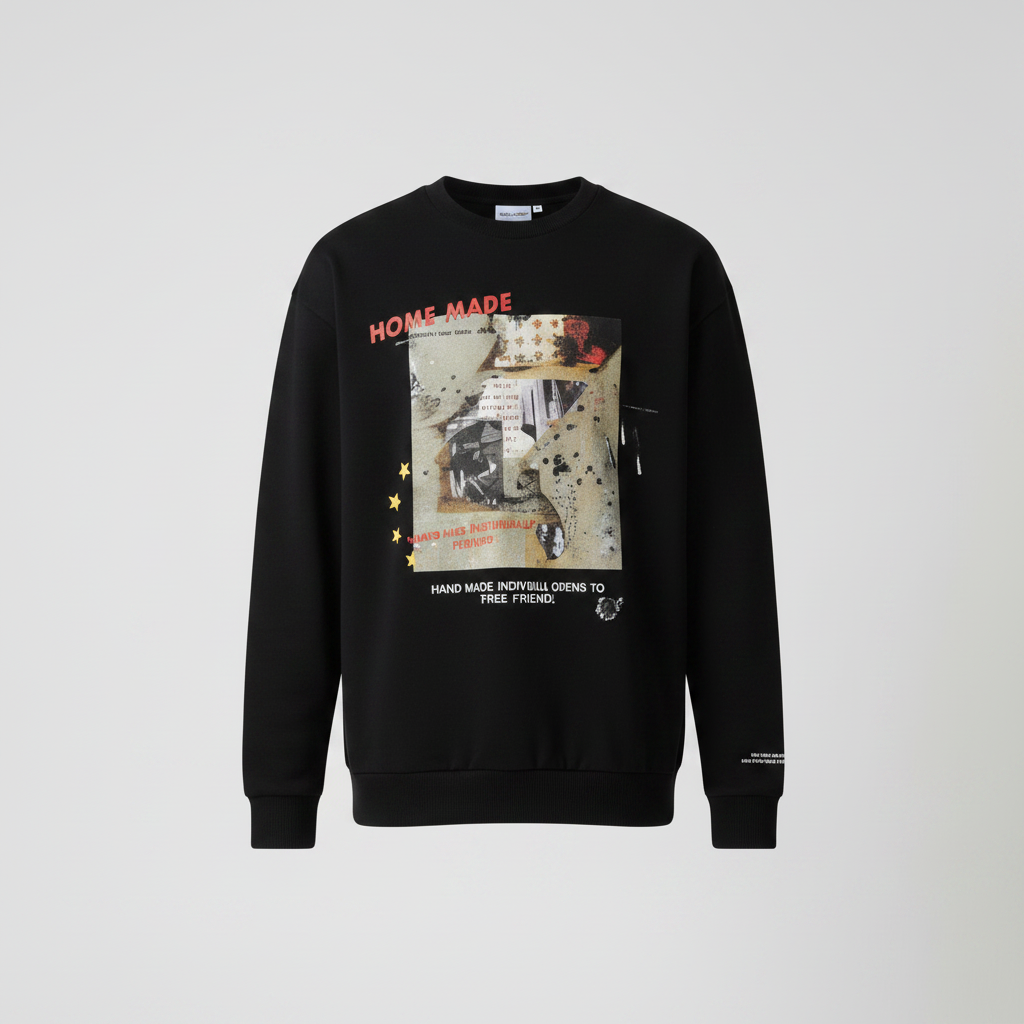 Black photo print sweatshirt front view