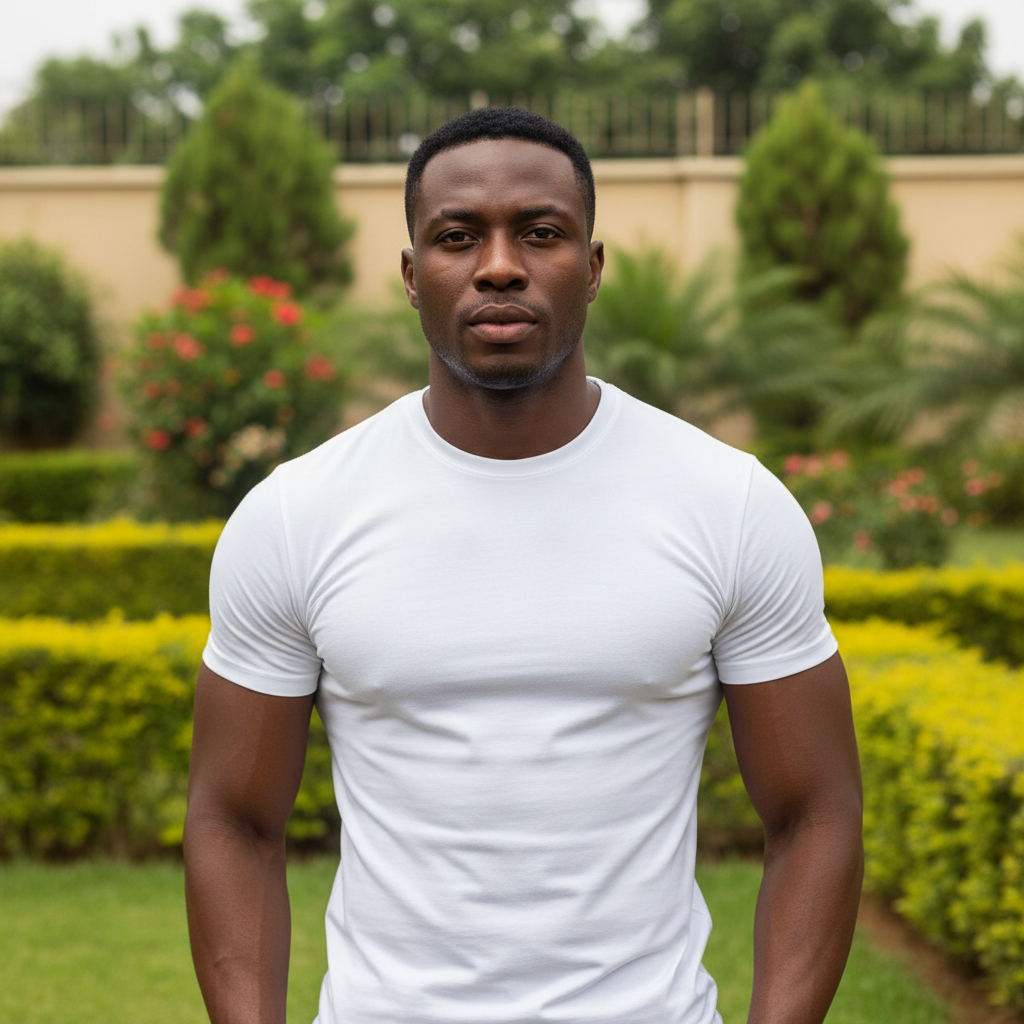 White Crew Neck Tee - Model Front