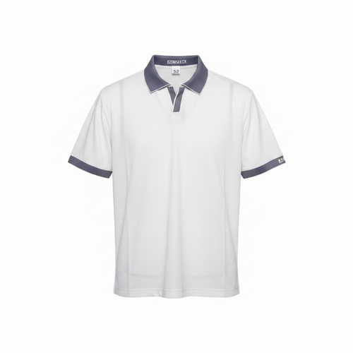 White Piqué Contrast Collar Polo Shirt - Ghost Mannequin