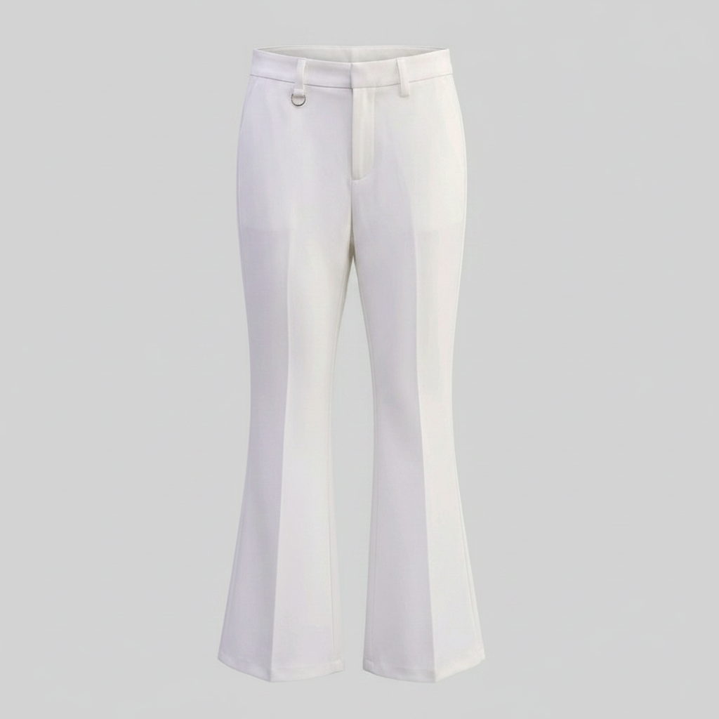 Women's White Wide-Leg Palazzo Trousers – Ghost Mannequin Front View