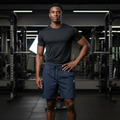 Men's Black Performance Sports Shorts – Nigerian Male Model Gym Setting