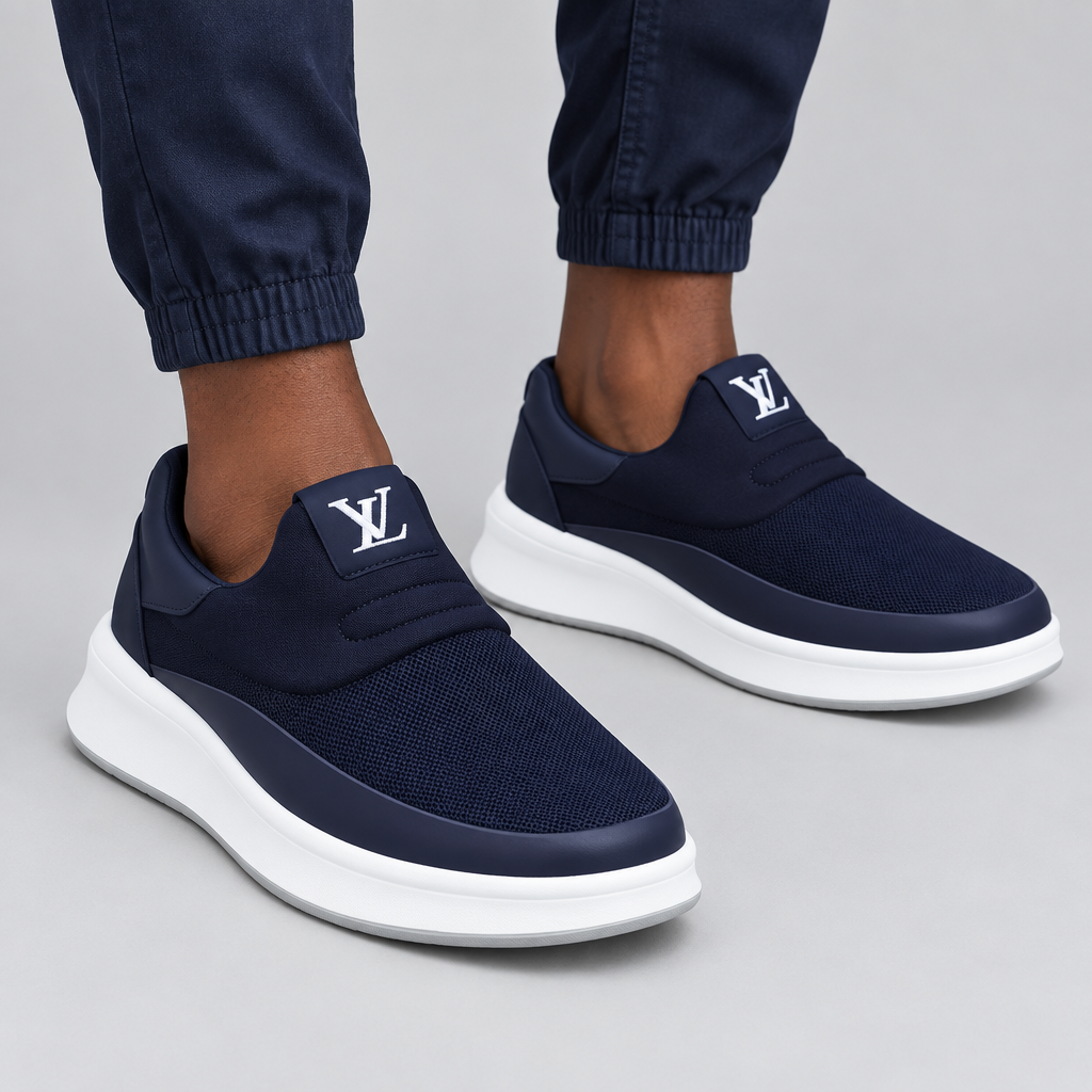 Navy Mesh Slip-On Platform Sneaker – Model Shot