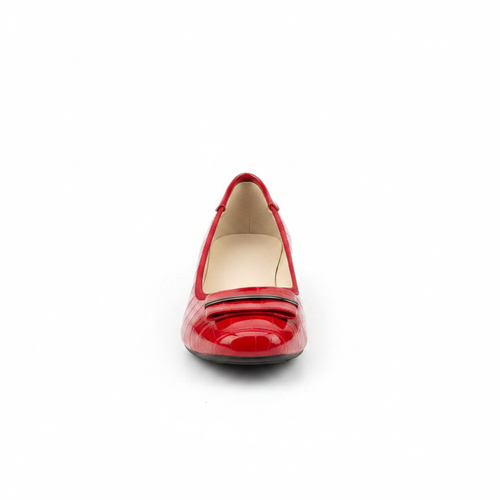Women's Patent Leather Wedge Ballet Flat - Red - Ghost Mannequin