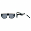Oversized Flat-Top Square Sunglasses Black Gold – Ghost Mannequin Front and Side View