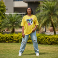 Women's Yellow Mickey Mouse Graphic Tee — Model Shot