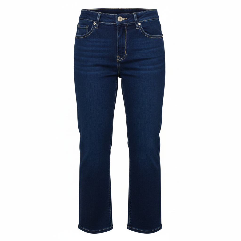 Girls' dark navy straight-leg jeans — ghost mannequin view