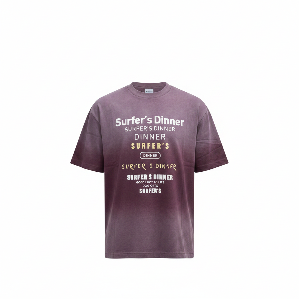 Unisex washed mauve stacked text graphic tee – ghost mannequin front view