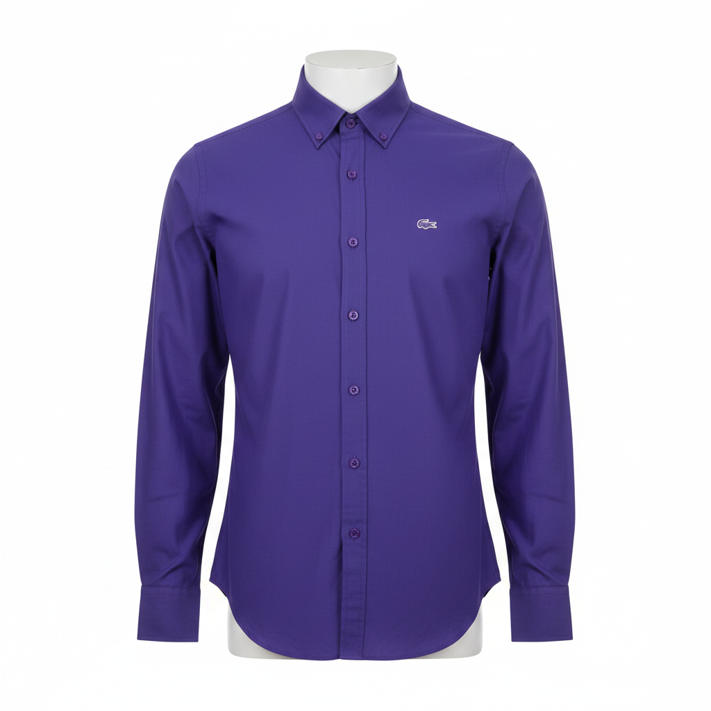Royal purple plain long-sleeved shirt ghost mannequin front view