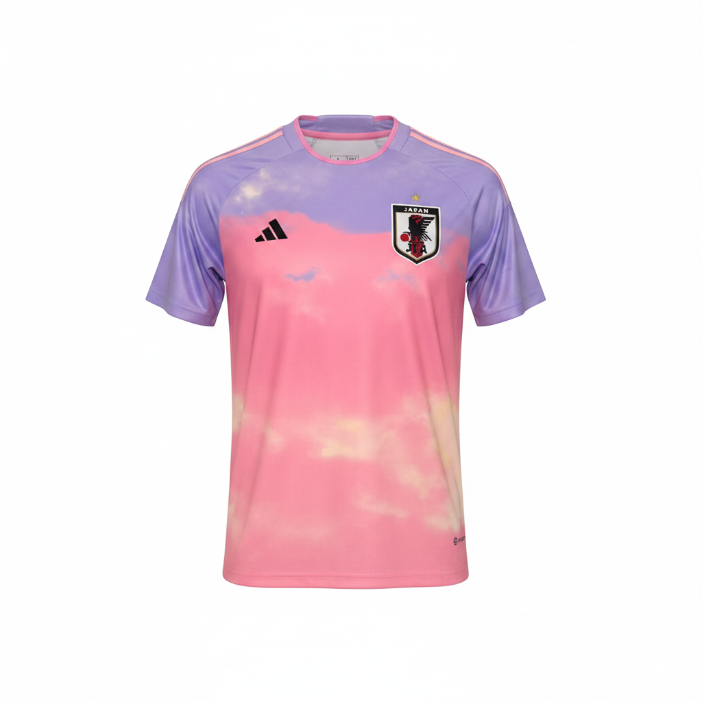 Men's lavender and pink sunset gradient football jersey ghost mannequin front view