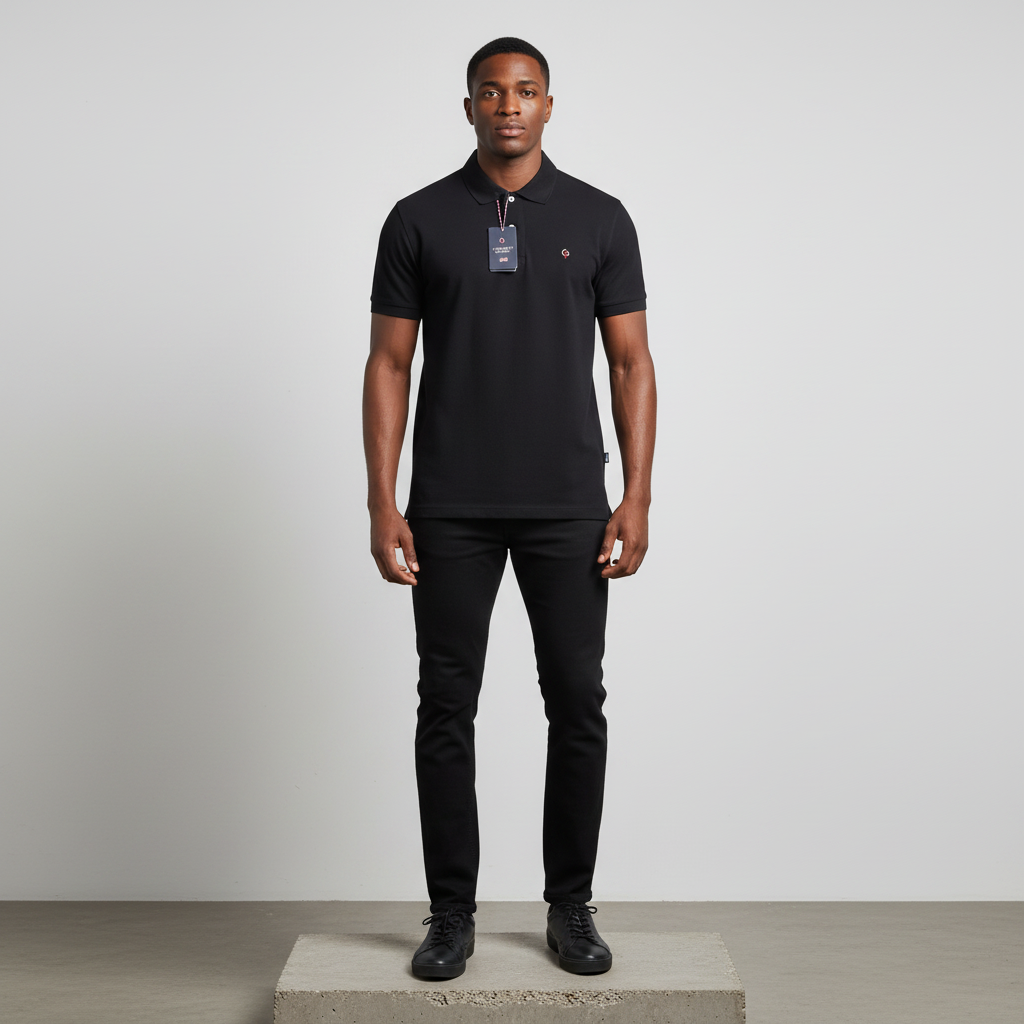 Black Polo Shirt – Model Front