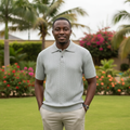 Cable Knit Polo Shirt – Nigerian male model front view