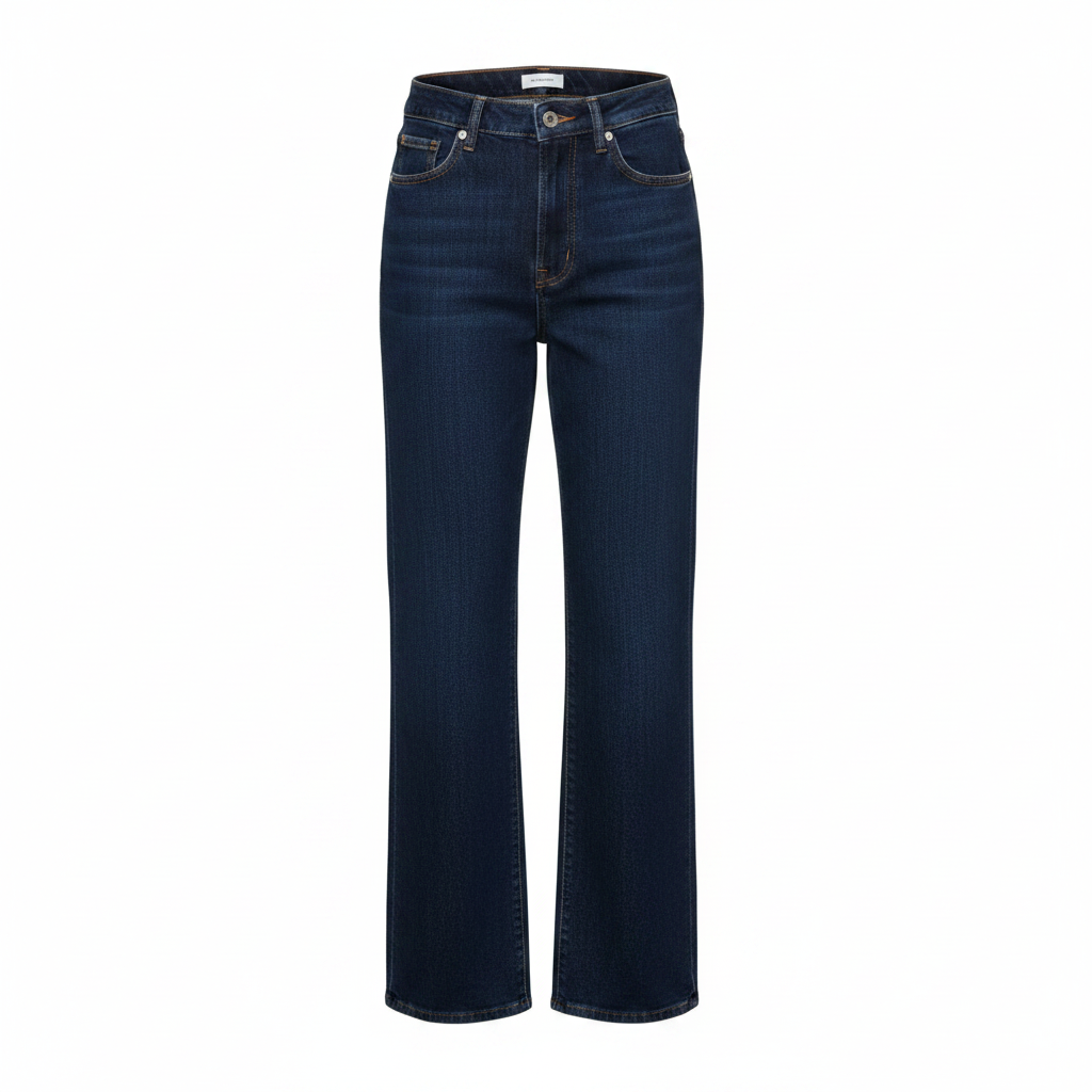 Dark Navy High-Waist Wide-Leg Denim Jeans - Ghost Mannequin