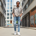 Light Blue Cargo Jeans - Model Shot
