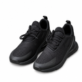 All-black mesh lace-up sneakers with tonal soles and heel pull tabs