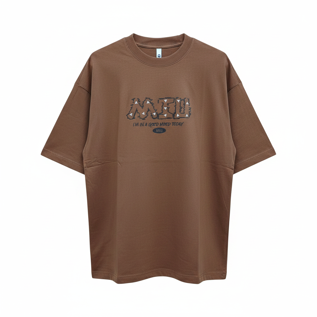 Brown NAFU Graphic Oversized Tee - Ghost Mannequin