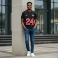 Model shot – God Favour Fchub No.24 Black Football Polo Jersey